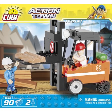 COBI 1668 non  XE NÂNG V2 bộ đồ chơi xếp lắp ráp ghép mô hình City FORKLIFT V2 Thành Phố 90 khối
