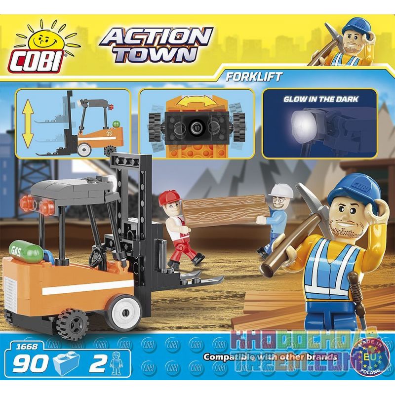 COBI 1668 non  XE NÂNG V2 bộ đồ chơi xếp lắp ráp ghép mô hình City FORKLIFT V2 Thành Phố 90 khối