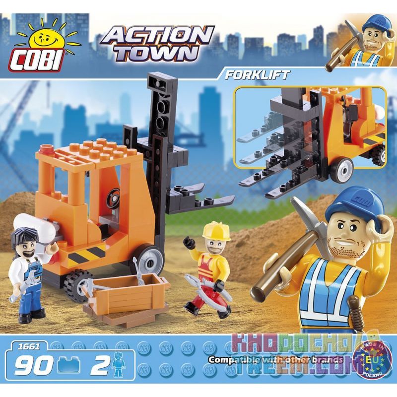 COBI 1661 non  XE NÂNG bộ đồ chơi xếp lắp ráp ghép mô hình City FORKLIFT Thành Phố 90 khối