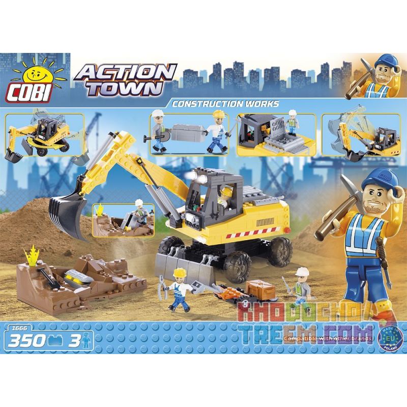 COBI 1666 non  CÔNG NHÂN XÂY DỰNG bộ đồ chơi xếp lắp ráp ghép mô hình City CONSTRUCTION WORKS Thành Phố 350 khối