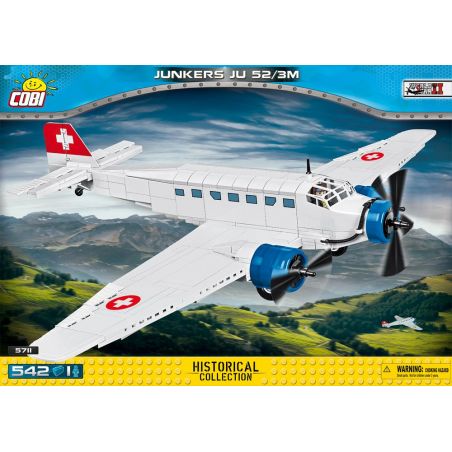 COBI 5711 non  MÁY BAY VẬN TẢI JU 52 bộ đồ chơi xếp lắp ráp ghép mô hình Military Army JUNKERS JU52/3M Quân Sự Bộ Đội 542 khối
