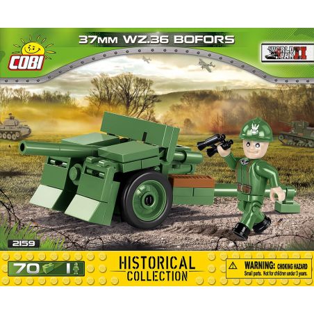 COBI 2159 non  SÚNG PHÒNG THỦ CHIẾN ĐẤU BOFORS 37MM bộ đồ chơi xếp lắp ráp ghép mô hình Military Army 37 MM WZ.36 BOFORS Quân Sự Bộ Đội 70 khối