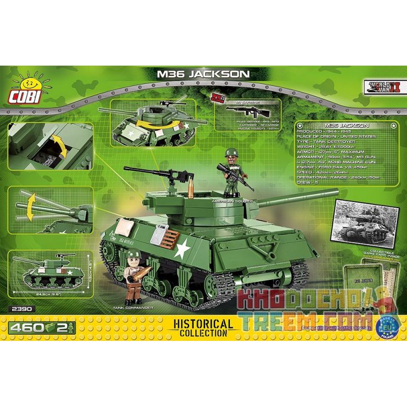 COBI 2390 non  PHÁO CHỐNG TĂNG M36 bộ đồ chơi xếp lắp ráp ghép mô hình Military Army M36 JACKSON Quân Sự Bộ Đội 460 khối
