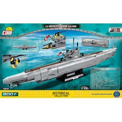 COBI 4805 non  TÀU NGẦM TYPE VII B U-48 bộ đồ chơi xếp lắp ráp ghép mô hình Military Army U-BOOT U-48 VII Quân Sự Bộ Đội 800 khối