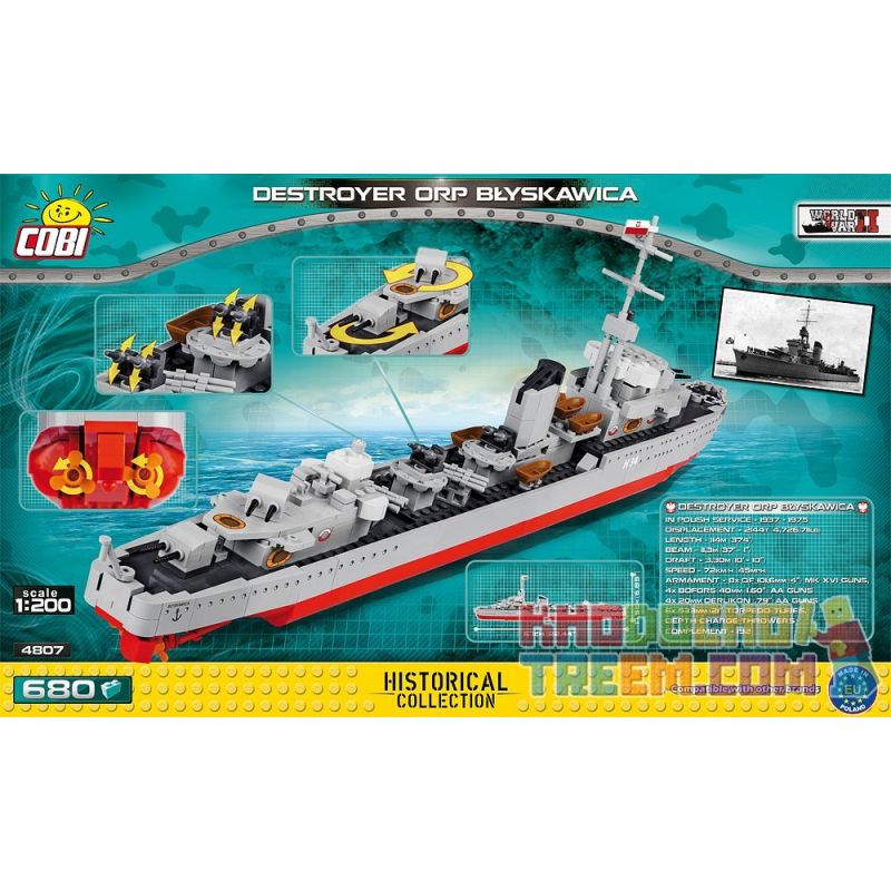 NOT  PIRATE LOGO COLLECTABLE COIN 5006471 COBI 4807 xếp lắp ráp ghép mô hình KHU TRỤC HẠM BLIKSEM Gear Đồ Lắp Ghép 680 khối