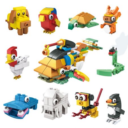 CAYI KY006 KY007 KY008 KY009 KY010 KY011 KY013 KY014 KY015 KY016 non  ĐỘNG VẬT DỄ THƯƠNG XÂY DỰNG 10 CÁ ĐÈN LỒNG bộ đồ chơi xếp lắp ráp ghép mô hình Creator Sáng Tạo 243 khối