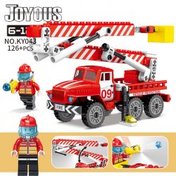 Kazi KY043 non  XE CỨU HỎA TRÊN CAO bộ đồ chơi xếp lắp ráp ghép mô hình Fire Rescure JOYOUS 126 khối