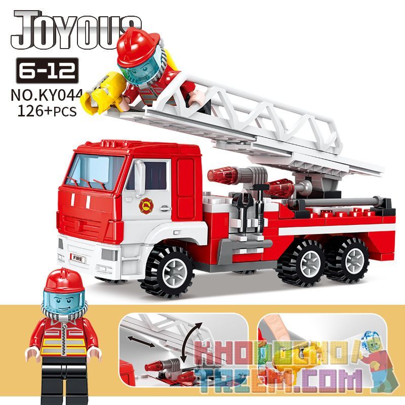 Kazi KY044 non  XE THANG CỨU HỎA bộ đồ chơi xếp lắp ráp ghép mô hình Fire Rescure JOYOUS 126 khối