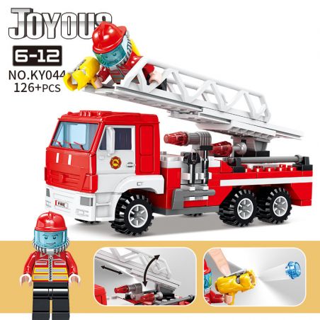 Kazi KY044 non  XE THANG CỨU HỎA bộ đồ chơi xếp lắp ráp ghép mô hình Fire Rescure JOYOUS 126 khối
