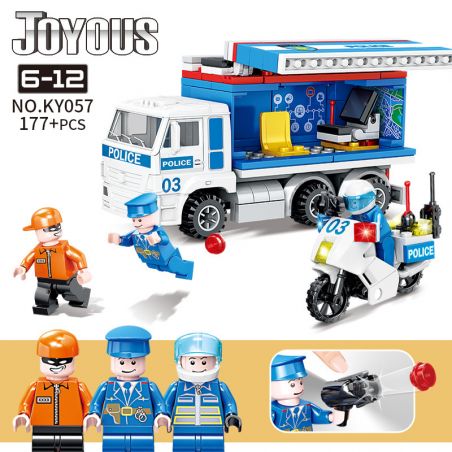 Kazi KY057 non  XE CẢNH SÁT CHỈ HUY NHỎ bộ đồ chơi xếp lắp ráp ghép mô hình Police JOYOUS 177 khối