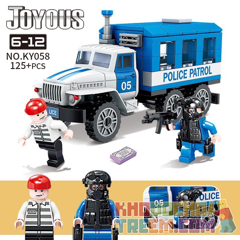 Kazi KY058 non  XE CẢNH SÁT ÁP GIẢI TÙ NHÂN bộ đồ chơi xếp lắp ráp ghép mô hình Police JOYOUS 125 khối