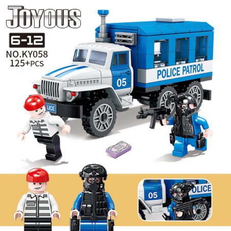 Kazi KY058 non  XE CẢNH SÁT ÁP GIẢI TÙ NHÂN bộ đồ chơi xếp lắp ráp ghép mô hình Police JOYOUS 125 khối