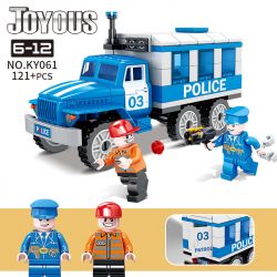Kazi KY061 non  TÙ NHÂN 03 ÁP GIẢI XE CẢNH SÁT bộ đồ chơi xếp lắp ráp ghép mô hình Police JOYOUS 121 khối
