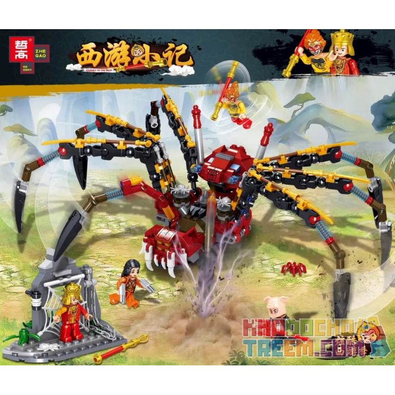 ZHEGAO QL1635 1635 non  TINH LINH NHỆN bộ đồ chơi xếp lắp ráp ghép mô hình Monkie Kid JOURNEY TO THE WEST Tây Du Ký Tôn Ngộ Không 498 khối