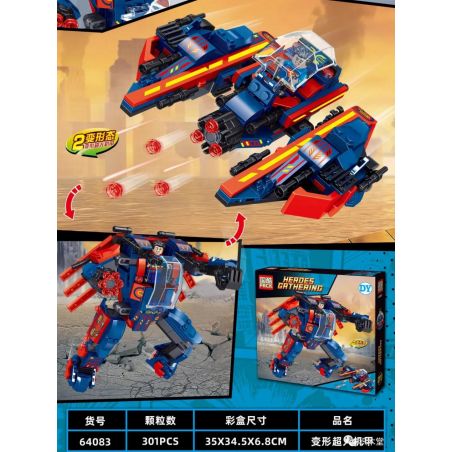 PRCK 64083 non  SIÊU NHÂN CHUYỂN ĐỔI MECH bộ đồ chơi xếp lắp ráp ghép mô hình Super Heroes HEROES GATHERING Siêu Nhân Anh Hùng 301 khối