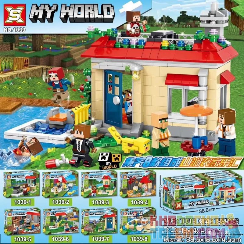 SX 1039 non  SHANJIAN FARMHOUSE REMITTANCE 8 KIỂU bộ đồ chơi xếp lắp ráp ghép mô hình Minecraft MY WORLD Game Xây Dựng 566 khối