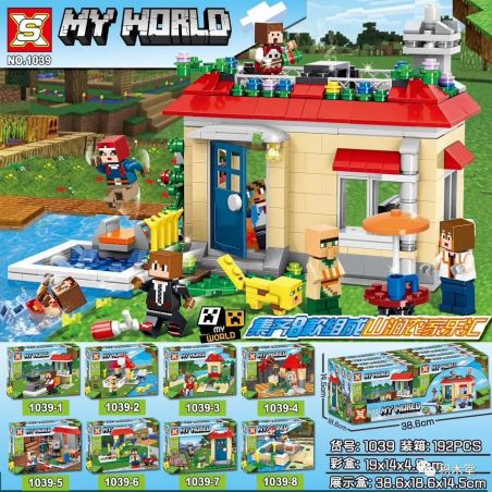 SX 1039 non  SHANJIAN FARMHOUSE REMITTANCE 8 KIỂU bộ đồ chơi xếp lắp ráp ghép mô hình Minecraft MY WORLD Game Xây Dựng 566 khối