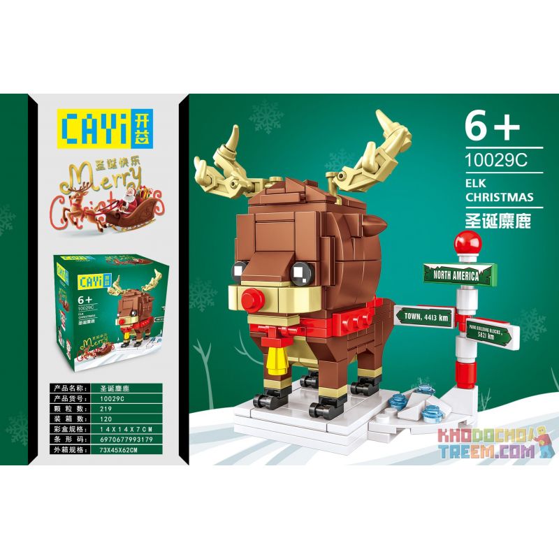 CAYI 10029C non  GIÁNG SINH NAI SỪNG TẤM bộ đồ chơi xếp lắp ráp ghép mô hình Seasonal ELK CHRISTMAS Mùa Lễ Hội 219 khối