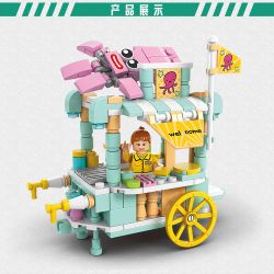 LELE BROTHER 8613 non  8 XE ĐẬU PHỤ THỐI BÁNH BAO BẠCH TUỘC KEM NƯỚC TRÁI CÂY TƯƠI HẠT DẺ CHIÊN XÚC XÍCH XIÊN QUE TRÁNG MIỆNG bộ đồ chơi xếp lắp ráp ghép mô hình City MINI FOOD STREET Thành Phố 1388 khối