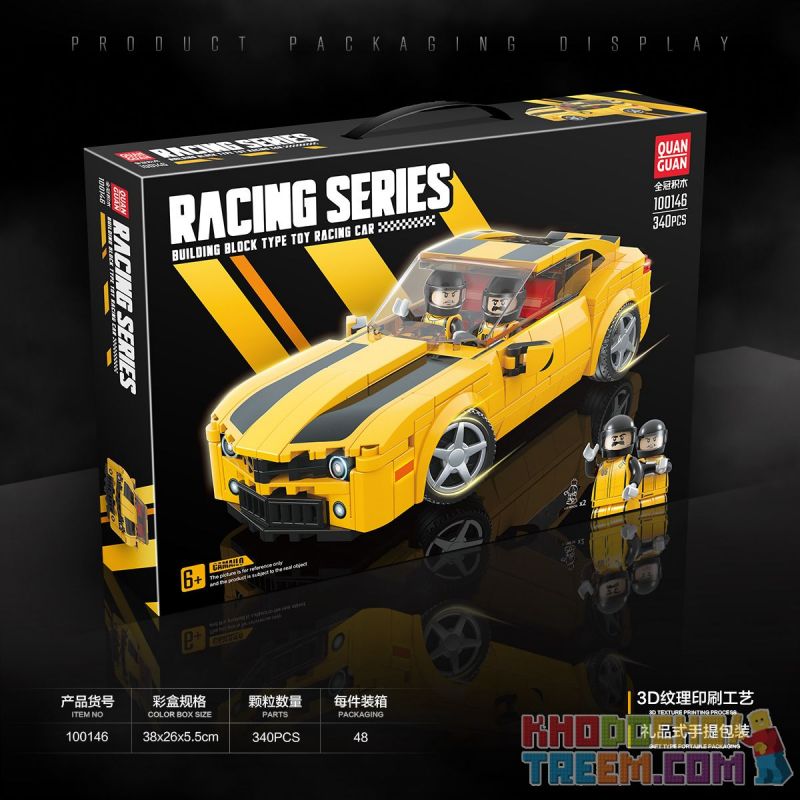 QuanGuan 100146 Quan Guan 100146 non  CHEVROLET KAMIRO. bộ đồ chơi xếp lắp ráp ghép mô hình Racers RACING Đua Tốc Độ 340 khối