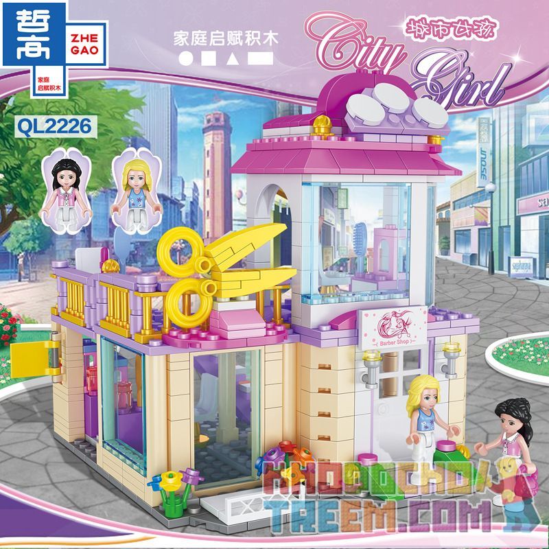ZHEGAO QL2226 2226 non  TIỆM HỚT TÓC bộ đồ chơi xếp lắp ráp ghép mô hình City Girl Thành Phố Con Gái 394 khối
