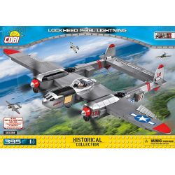 COBI 5539 non  MÁY BAY CHIẾN ĐẤU TIA CHỚP P-38 bộ đồ chơi xếp lắp ráp ghép mô hình Military Army LOCKHEED P-38 LIGHTNING Quân Sự Bộ Đội 395 khối