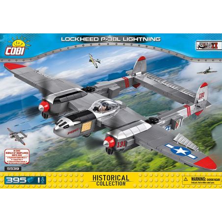 COBI 5539 non  MÁY BAY CHIẾN ĐẤU TIA CHỚP P-38 bộ đồ chơi xếp lắp ráp ghép mô hình Military Army LOCKHEED P-38 LIGHTNING Quân Sự Bộ Đội 395 khối