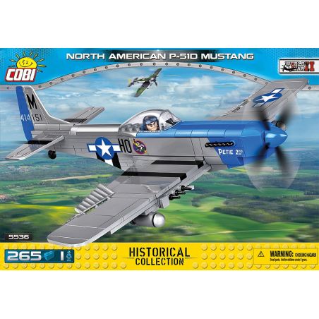 COBI 5536 non  MÁY BAY CHIẾN ĐẤU P-51 MUSTANG bộ đồ chơi xếp lắp ráp ghép mô hình Military Army NORTH AMERICAN P-51D MUSTANG Quân Sự Bộ Đội 265 khối