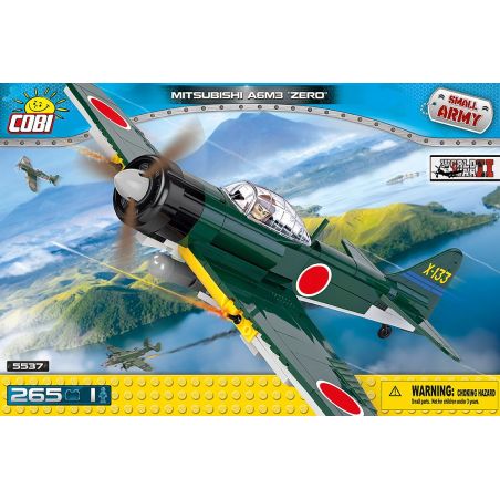 COBI 5537 non  MÁY BAY CHIẾN ĐẤU SỐ bộ đồ chơi xếp lắp ráp ghép mô hình Military Army MITSUBISHI A6M3 ZERO Quân Sự Bộ Đội 265 khối