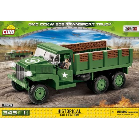 COBI 2378 non  XE TẢI GMC CCKW 353 bộ đồ chơi xếp lắp ráp ghép mô hình Military Army GMC CCKW 353 TRANSPORT TRUCK Quân Sự Bộ Đội 345 khối