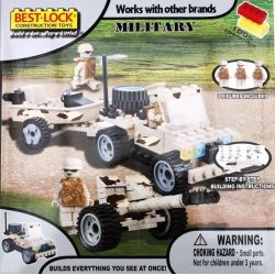 BEST-LOCK 01419 non  XE JEEP VÀ TÀU + PHÁO bộ đồ chơi xếp lắp ráp ghép mô hình Military Army JEEP WITH BOAT + ARTILLERY Quân Sự Bộ Đội