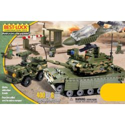 BEST-LOCK 4012 non  XE TĂNG XANH TRỰC THĂNG VÀ TUẦN TRA bộ đồ chơi xếp lắp ráp ghép mô hình Military Army GREEN TANK HELICOPTER AND PATROL CAR Quân Sự Bộ Đội 400 khối