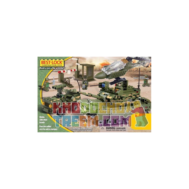 BEST-LOCK 4012 non  XE TĂNG XANH TRỰC THĂNG VÀ TUẦN TRA bộ đồ chơi xếp lắp ráp ghép mô hình Military Army GREEN TANK HELICOPTER AND PATROL CAR Quân Sự Bộ Đội 400 khối