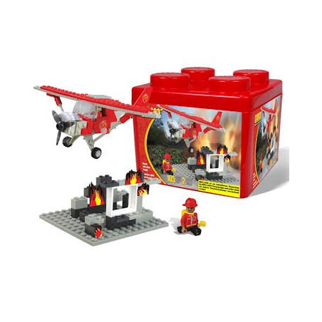 BEST-LOCK 22300 non  MÁY BAY CHỮA CHÁY (ĐÓNG GÓI TRONG HỘP NHỰA) bộ đồ chơi xếp lắp ráp ghép mô hình City FIREFIGHTER PLANE IN PLASTIC CONTAINER Thành Phố 105 khối