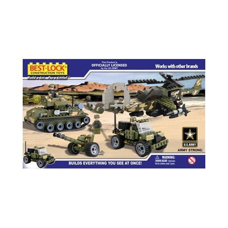 BEST-LOCK 50067 non  MÁY BAY TRỰC THĂNG TẤN CÔNG VÀ XE TĂNG bộ đồ chơi xếp lắp ráp ghép mô hình Military Army ATTACK COPTER & TANK Quân Sự Bộ Đội 450 khối