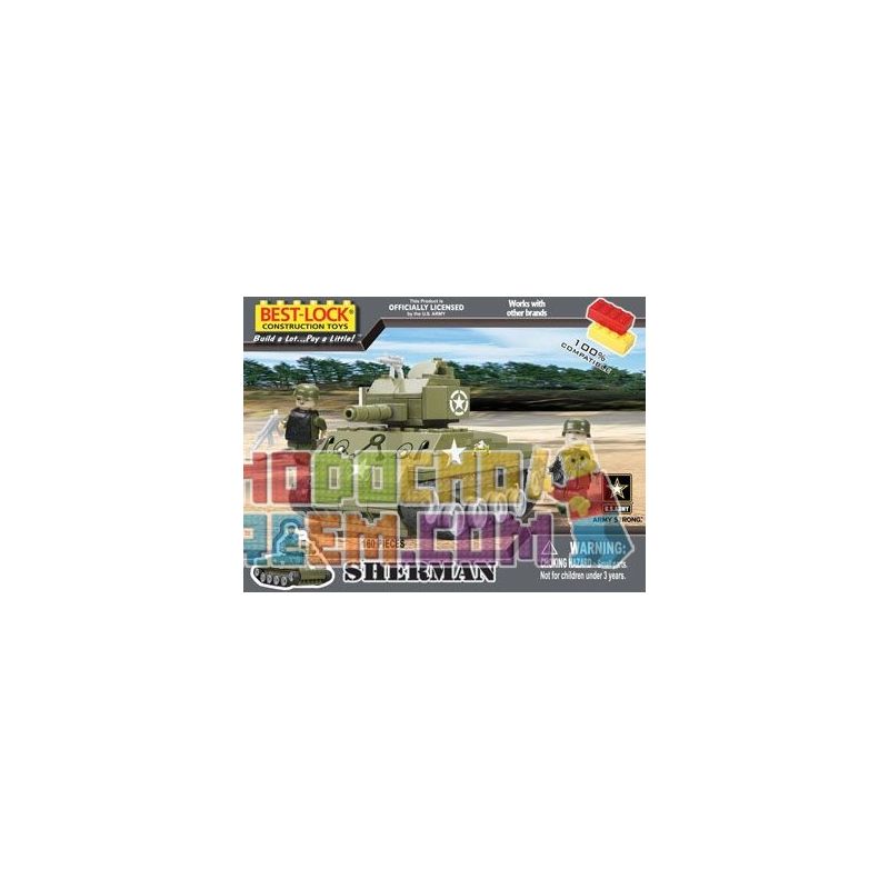 BEST-LOCK 1640 non  XE TĂNG SHERMAN bộ đồ chơi xếp lắp ráp ghép mô hình Military Army SHERMAN TANK Quân Sự Bộ Đội 160 khối
