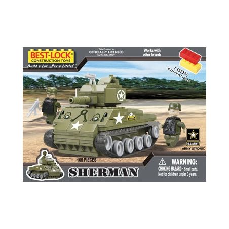 BEST-LOCK 1640 non  XE TĂNG SHERMAN bộ đồ chơi xếp lắp ráp ghép mô hình Military Army SHERMAN TANK Quân Sự Bộ Đội 160 khối
