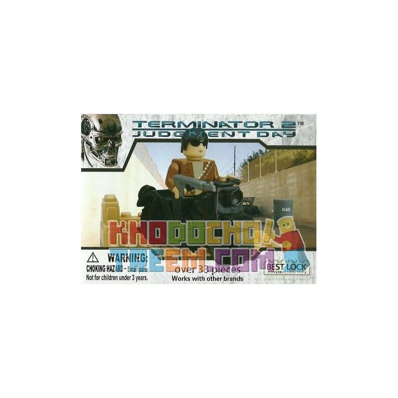 BEST-LOCK 01048T non  T-800 VÀ MÔ TÔ bộ đồ chơi xếp lắp ráp ghép mô hình Terminator T-800 WITH MOTORCYCLE Kẻ Hủy Diệt 33 khối