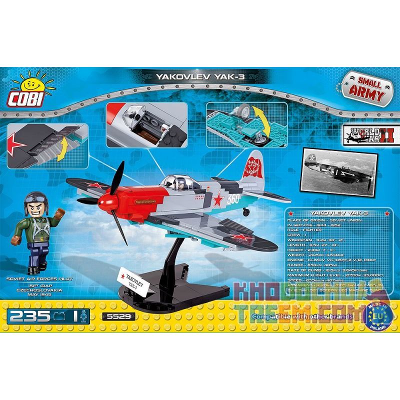 COBI 5529 non  MÁY BAY CHIẾN ĐẤU YAK-3 bộ đồ chơi xếp lắp ráp ghép mô hình Military Army YAKOVLEV YAK-3 Quân Sự Bộ Đội 235 khối