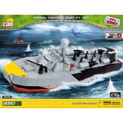 COBI 2376 non  THUYỀN TUẦN TRA NGƯ LÔI PT-305 bộ đồ chơi xếp lắp ráp ghép mô hình Military Army PATROL TORPEDO BOAT PT-305 Quân Sự Bộ Đội 480 khối