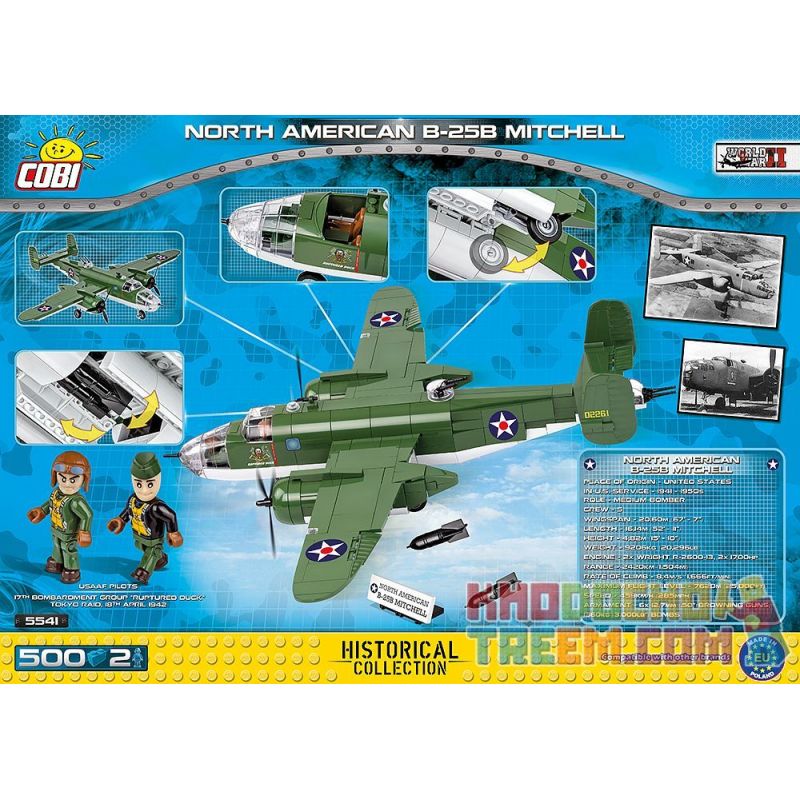 COBI 5541 non  MÁY BAY NÉM BOM B-25 MITCHELL bộ đồ chơi xếp lắp ráp ghép mô hình Military Army NORTH AMERICAN B-25 MITCHELL Quân Sự Bộ Đội 500 khối
