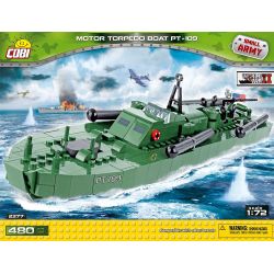 COBI 2377 non  THUYỀN TUẦN TRA NGƯ LÔI PT-109 bộ đồ chơi xếp lắp ráp ghép mô hình Military Army MOTOR TORPEDO BOAT PT-109 Quân Sự Bộ Đội 480 khối