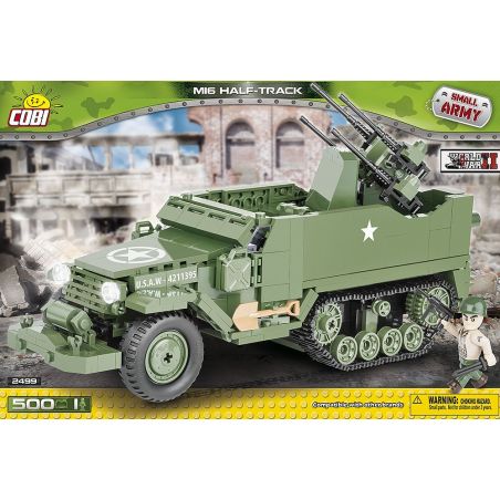 COBI 2499 non  M16 BÁN ĐƯỜNG bộ đồ chơi xếp lắp ráp ghép mô hình Military Army M16 HALF-TRACK Quân Sự Bộ Đội 500 khối