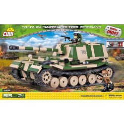 COBI 2496 non  TÀU KHU TRỤC TIGER (P) bộ đồ chơi xếp lắp ráp ghép mô hình Military Army PANZERJÄGER TIGER (P) FERDINAND Quân Sự Bộ Đội 515 khối