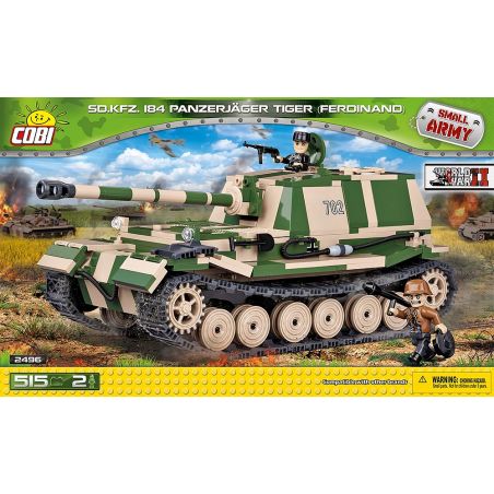 COBI 2496 non  TÀU KHU TRỤC TIGER (P) bộ đồ chơi xếp lắp ráp ghép mô hình Military Army PANZERJÄGER TIGER (P) FERDINAND Quân Sự Bộ Đội 515 khối