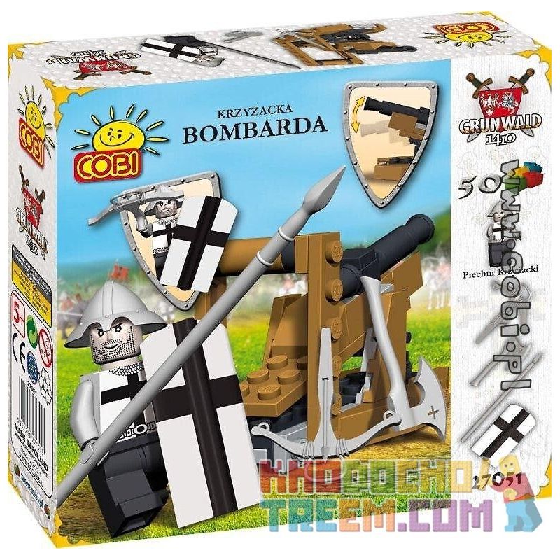 COBI 27051 27054 non  PHÁO ĐÁ bộ đồ chơi xếp lắp ráp ghép mô hình Medieval Castle BOMBARDA Chiến Tranh Trung Cổ 50 khối