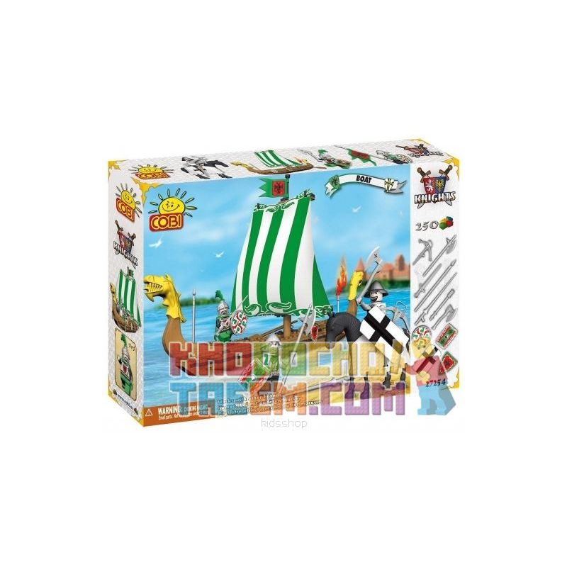 COBI 27254 non  CHIẾC PHÀ bộ đồ chơi xếp lắp ráp ghép mô hình Medieval Castle BOAT Chiến Tranh Trung Cổ 250 khối
