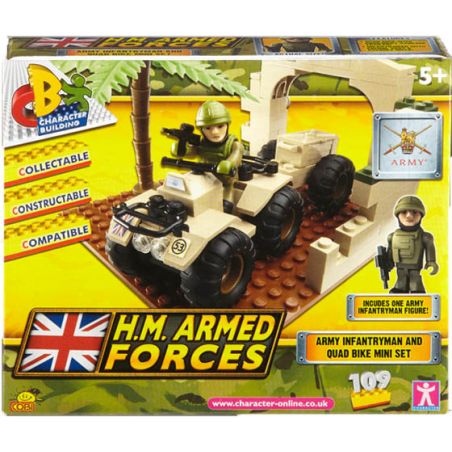 CHARACTER BUILDING 03854 non  BỘ ATV QUÂN SỰ bộ đồ chơi xếp lắp ráp ghép mô hình Military Army ARMY QUAD BIKE MINI SET Quân Sự Bộ Đội 109 khối