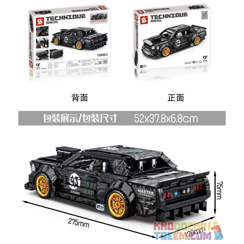 SHENG YUAN SY 8406 non  XE FORD MUSTANG HOONICORN PULL BACK bộ đồ chơi xếp lắp ráp ghép mô hình Creator Sáng Tạo 828 khối