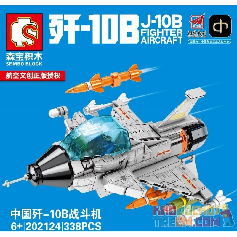 SEMBO 202124 non  PHIÊN BẢN Q CỦA TIÊM KÍCH J-10B TRUNG QUỐC bộ đồ chơi xếp lắp ráp ghép mô hình Military Army J-10B FIGHTER AIRCRAFT Quân Sự Bộ Đội 338 khối